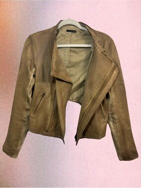 NINE Distressed Sheepskin Leather Rider Jacket | Made in Japan | Size 1